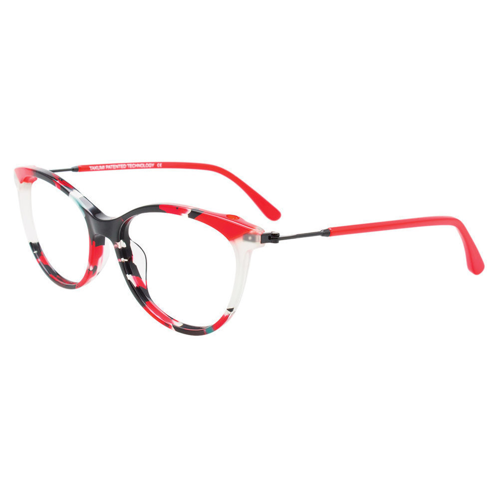 TAKUMI TK1155 Eyeglasses 030 Red   Black Marbled   Red   Crystal 53mm